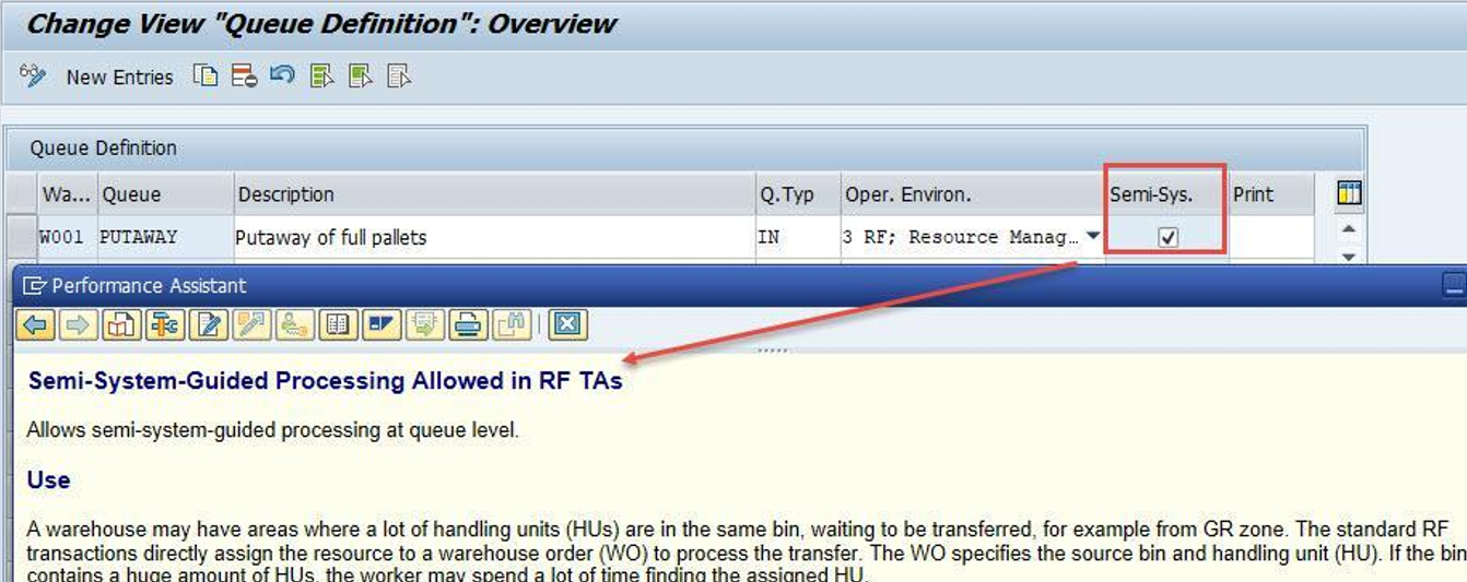 SAP EWM Queue Configuration Details